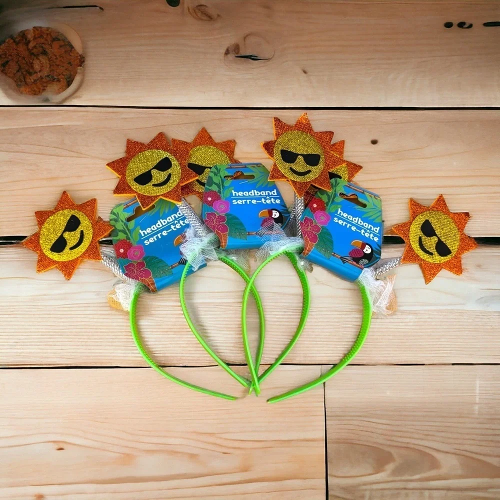 🌟 Brand New Sunshine Headband Trio - Fun & Sparkly! 🌟 Set of 3 NWT Headbands